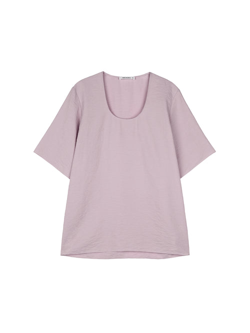 Dry Silk Mulberry Silk Short-Sleeve Top | Egg-Shaped Neckline | Minimalist Relaxed Cut | Women Top | MRS Studios