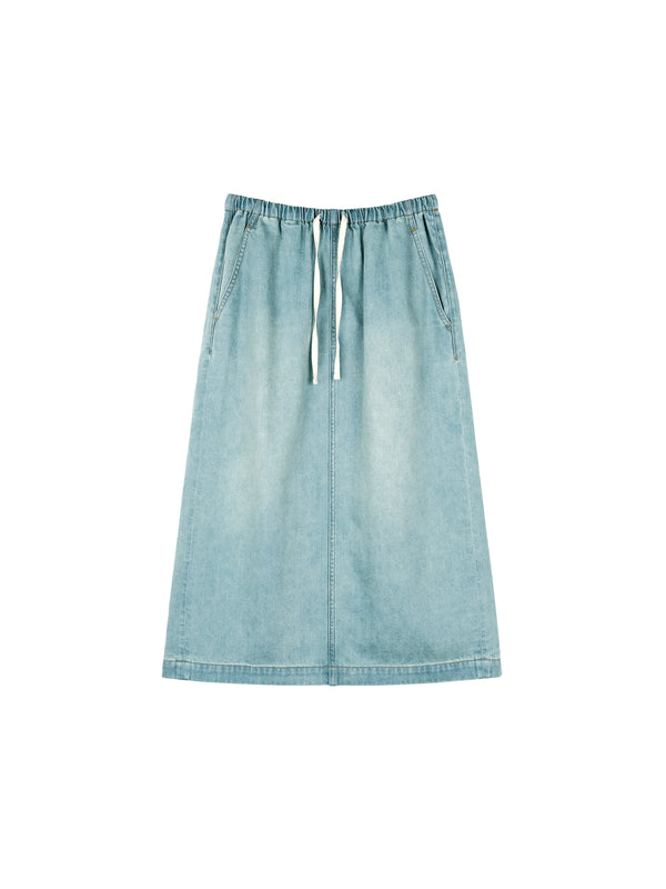 Cotton Denim Trousers Shorts and Skirt Set | Drawstring Elastic Waist | Washed Finish | Women Bottoms | MRS Studios