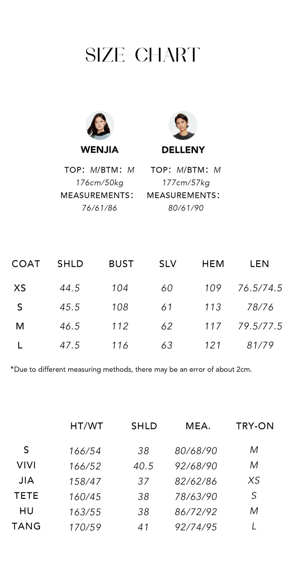 Size chart for Silk Wool Blend Blazer