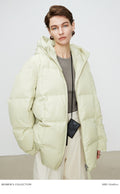 Short Hooded Goose Down Puffer Coat | 90% White Goose Down | Matte Memory Shell | Women Down Coat | MRS Studios