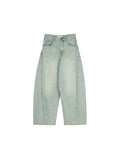 Wide Leg Bossa Cotton Denim Jeans | Vintage Wash with Side Arc Panels | Deconstructed Relaxed Fit | MRS Studios