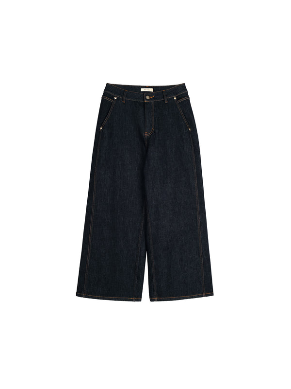 Freecross Deep Indigo Wide-Leg Jeans | Shifted Side Seam | Cropped 9/10 Length | Women Jeans | MRS Studios