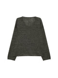 French Linen Yarn Knit Cover-Up | U-Neck Long Sleeve | Rolled Edge Finish | Women Top | MRS Studios