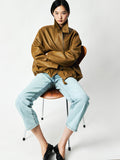 British Lambskin Zip Jacket | Vegetable-Tanned Bubble Leather | Notch Collar | Women Jacket | MRS Studios