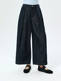 Raw Denim Wide-Leg Jeans | Half-Elastic Waist | Pleated Front | Women Jeans | MRS Studios
