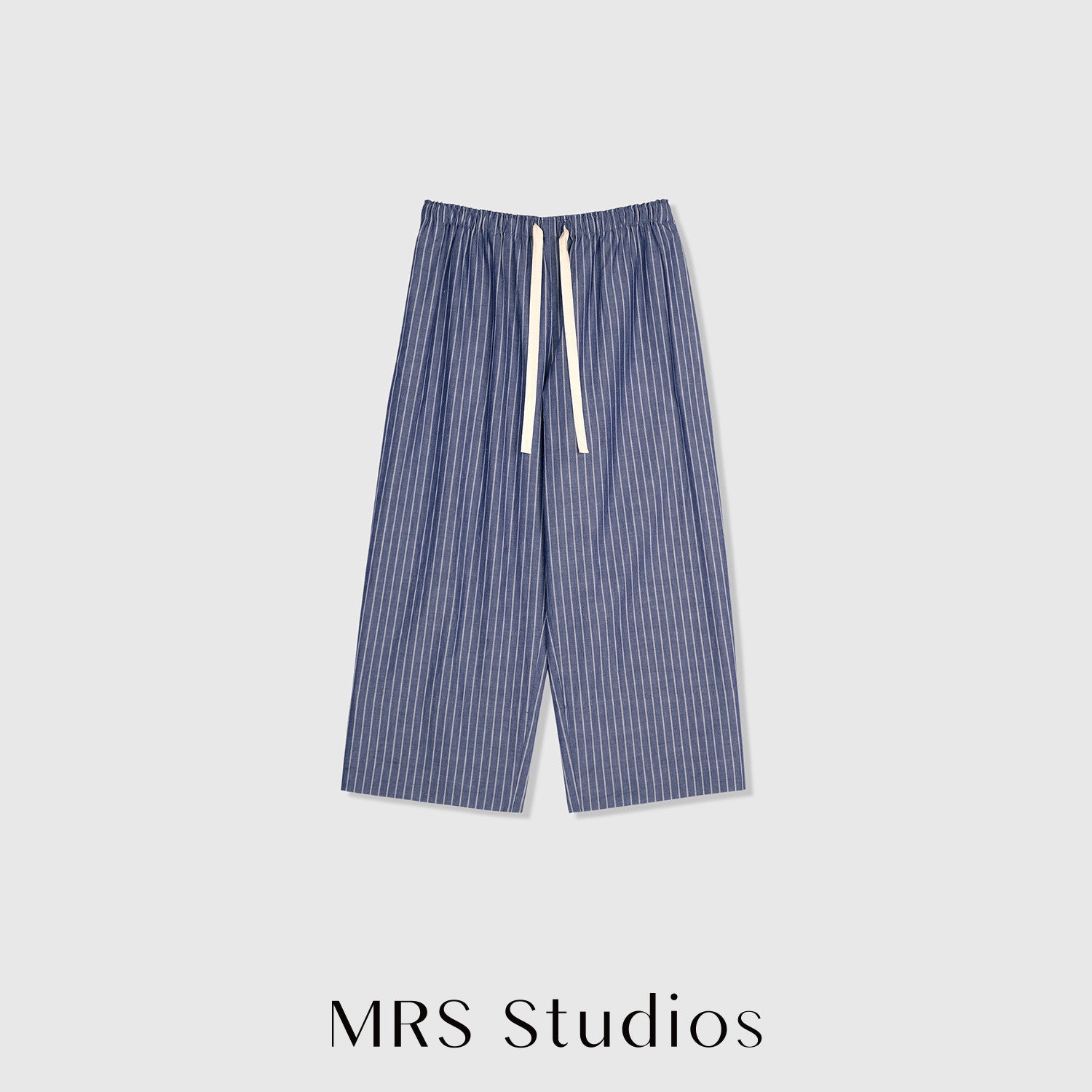 Cotton Hemp Yarn-Dyed Stripe Pants | Salt-Shrunk Crinkle Texture | Drawstring Elastic Waist | Women Pants | MRS Studios