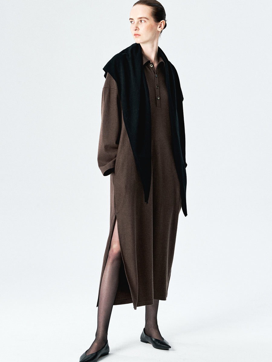 Superfine Merino Knit Polo Maxi Dress