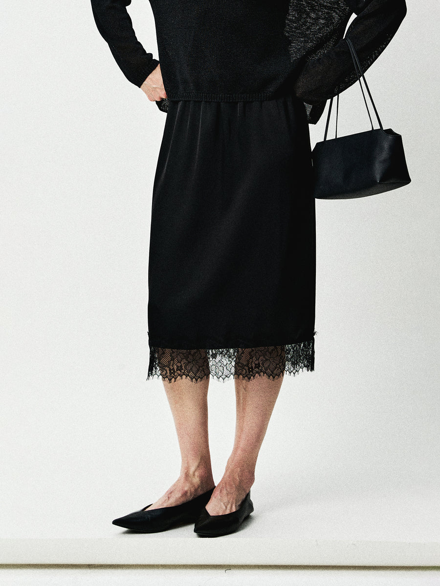 Japanese Triacetate Satin Lace Skirt