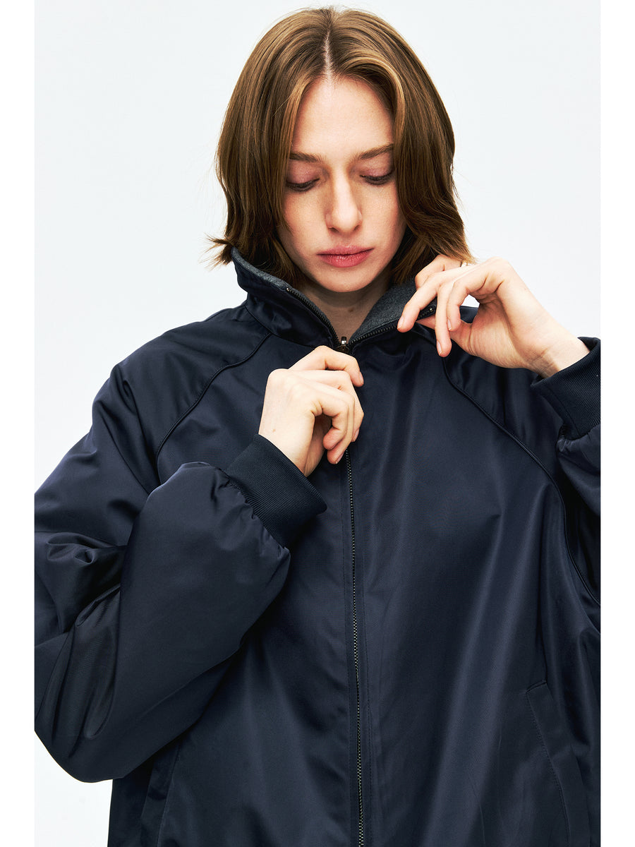 Reversible Fleece Nylon Jacket | 2-Way Stand Collar | Raglan Sleeves Women Jacket | MRS Studios