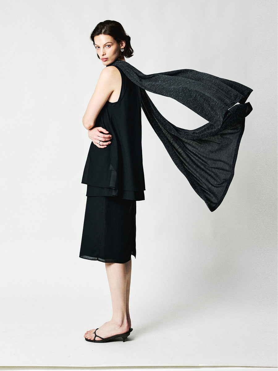 Wool Silk Hemp Knit Shawl | Oversized Wrap Width | Three-Ply Reinforced Edges | Women Accessories | MRS Studios