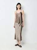 Japanese Acetate Camisole and Fishtail Skirt Set | Pleated Satin Finish | Bias-Cut Drape | Women Set | MRS Studios