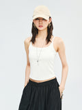 Modal Cotton Knit Camisole | Built-In Bra Cups | Cropped Open-Back Design | Women Top | MRS Studios