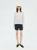 Linen Cotton Fine Stripe Knit Cover-Up | Airy Breathable Weave | Drop Shoulder Relaxed Fit | Women Top | MRS Studios