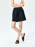 Cotton Denim Shorts | Non-Fade PowerBlue | Elastic Waist A-Line | Women Jeans | MRS Studios