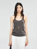 Lyocell Cotton Ribbed Halter Tank | Narrow Racer Strap | 1x1 Rib Knit Texture | Women Top | MRS Studios