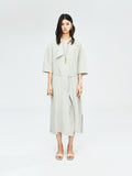 Dry Silk Mulberry Silk Shirt Dress | Asymmetric Front Placket | Side Slit and Belt | Women Dress | MRS Studios