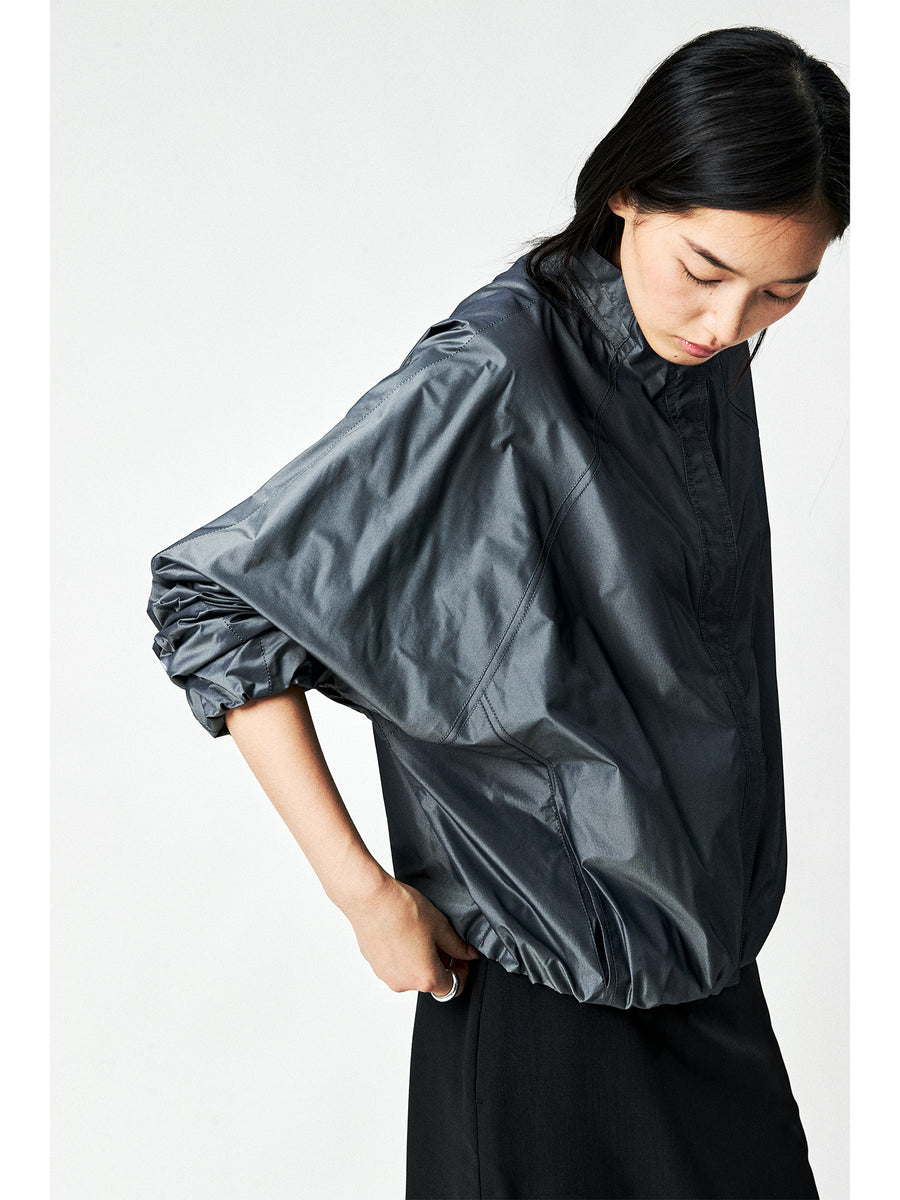 Italian Como Silk Blend Stand Collar Jacket, view 3
