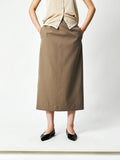 Wool Mulberry Silk Pencil Skirt | High-Waist Straight Cut | Hidden Back Vent | Women Skirt | MRS Studios