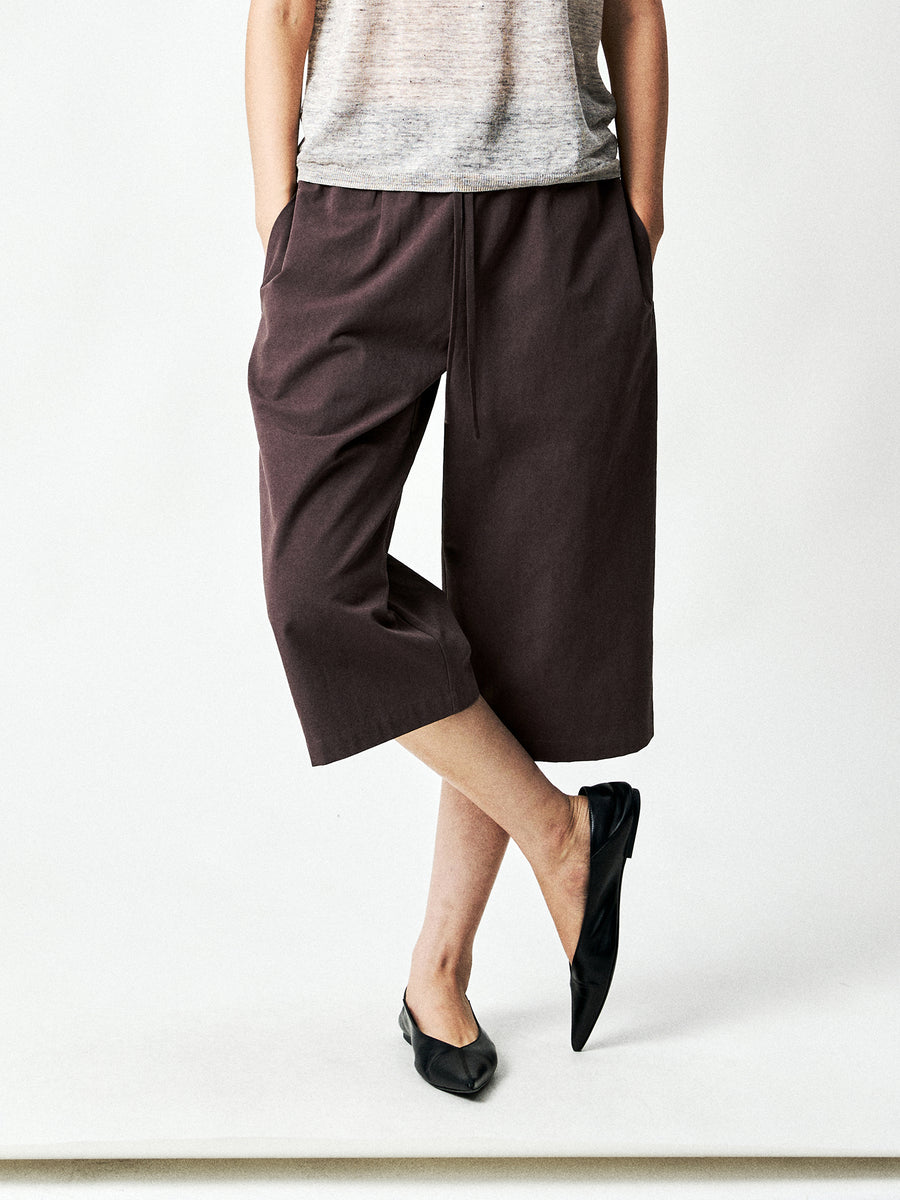 Cotton Hemp Cropped Trousers | Drawstring Elastic Waist | Slow-Tumbled Texture | Women Pants | MRS Studios