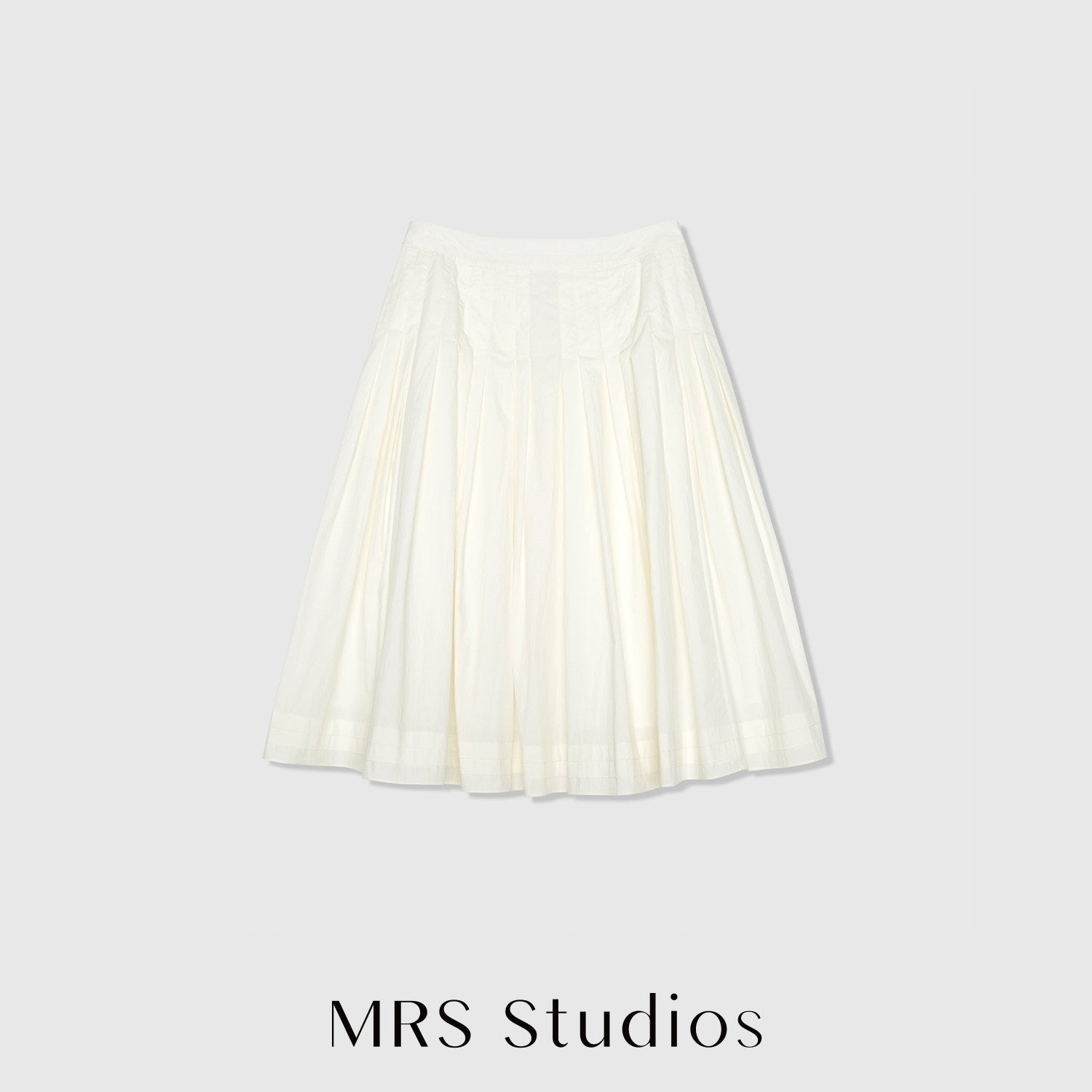 Cotton Nylon A-Line Pleated Skirt | Sharp Topstitched Pleats | Hidden Back Zip | Women Skirt | MRS Studios