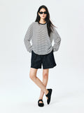 Linen-Cotton Knit Overshirt | Breathable Sun Protection | Relaxed Drop-Shoulder Stripe | Women Top | MRS Studios
