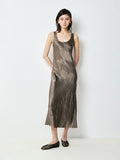 Japanese Acetate Satin Slip Dress | Architectural Panel Seams | U-Neck Micro-Fishtail | Women Dress | MRS Studios
