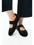 Suede Leather Mary Jane Flats | Adjustable Velcro Strap | Ballet Sneaker Silhouette | Women Shoes | MRS Studios