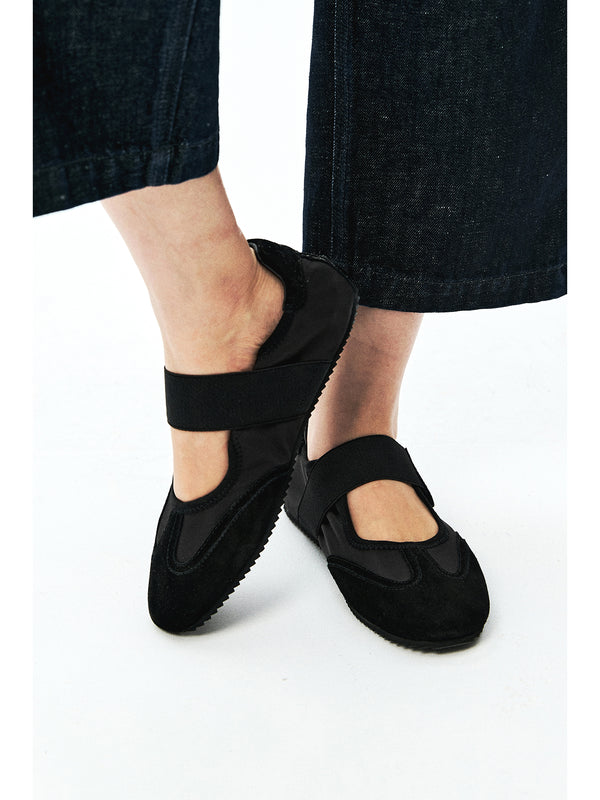 Suede Leather Mary Jane Flats | Adjustable Velcro Strap | Ballet Sneaker Silhouette | Women Shoes | MRS Studios