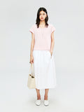 Japanese Omi-Sarashi Cotton A-Line Skirt | Drawstring Elastic Waist | Cotton Half-Lining and Shell Buttons | Women Skirt | MRS Studios