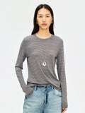 Japanese Lyocell Pinstripe Base Top | Long Sleeve Slim Fit | Soft Breathable | Women Tops | MRS Studios