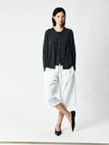 Wool Silk Hemp Knit Cardigan Vest & Tee Set | Horn Buttons | Rolled Edges | Women Knitwear | MRS Studios