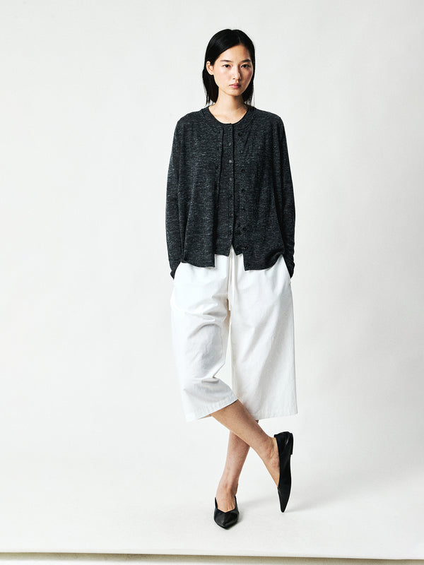 Wool Silk Hemp Knit Cardigan Vest & Tee Set | Horn Buttons | Rolled Edges | Women Knitwear | MRS Studios
