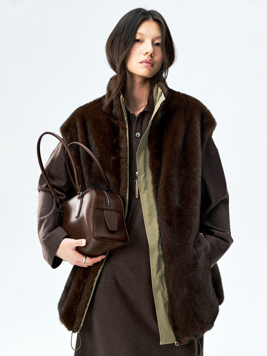 Reversible Faux Fur Utility Vest, view 3