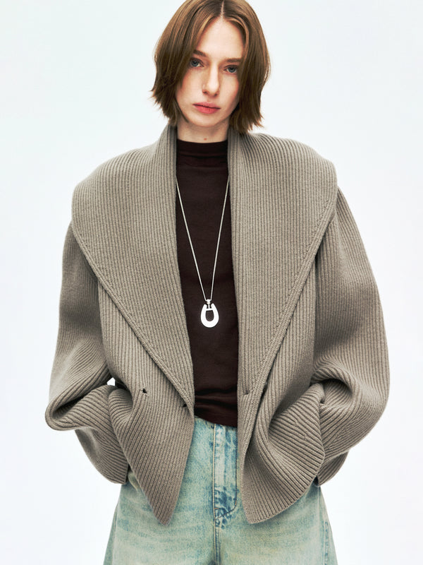 Merino Wool Chunky Cardigan | Shawl Collar | Oversized Long Knit Cardigan | MRS Studios