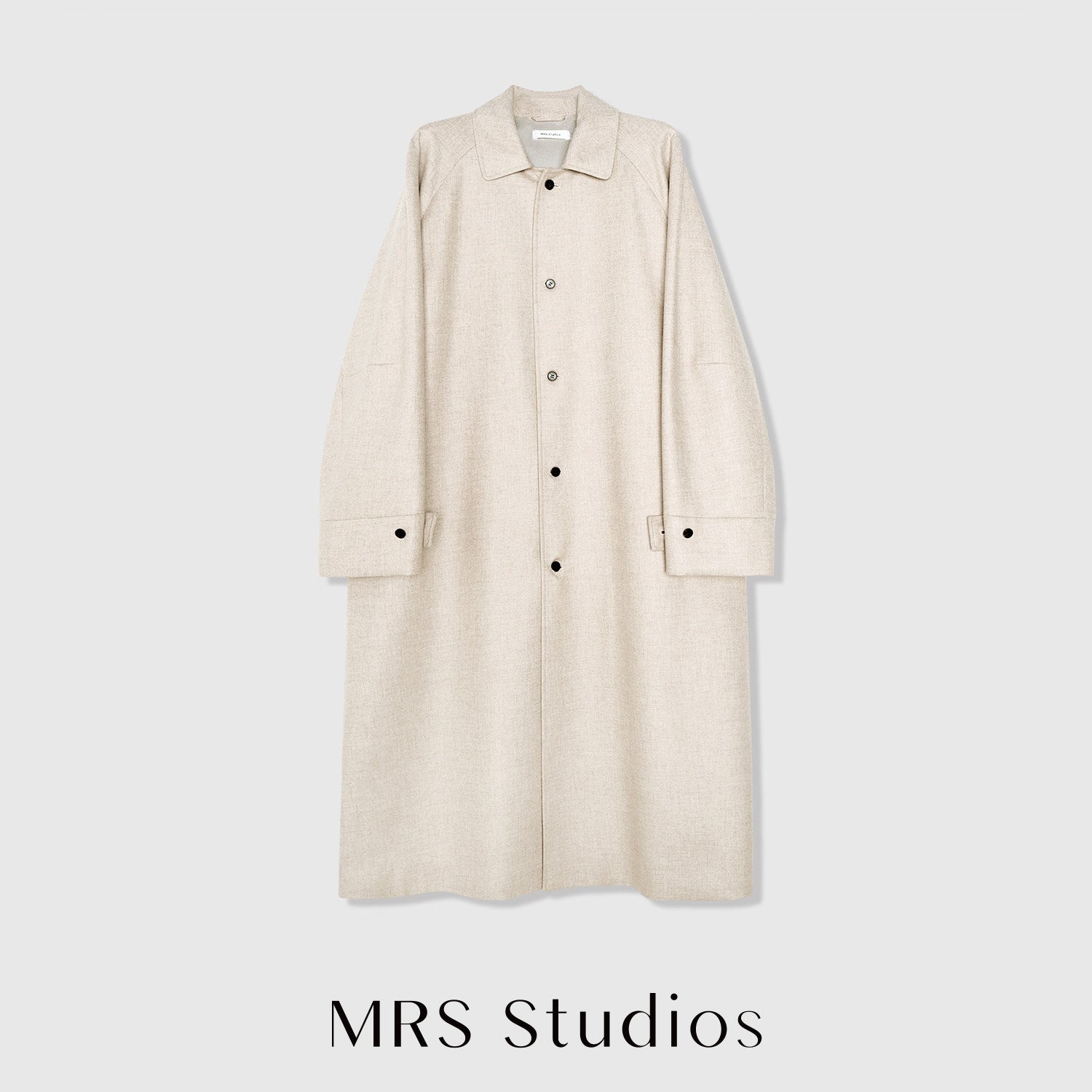 British Long Wool Trench Coat | Minimalist Single-Breasted Windbreaker | MRS Studios