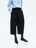 Relaxed Elastic Tapered Trousers | Hollow-Core Thermal Fabric | Pleated 8/10 Newsboy Style | Women Pants | MRS Studios