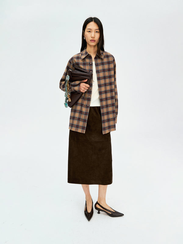 Japanese Brushed Cotton Flannel Shirt | Oversized Retro Plaid | Yarn-Dyed Fabric | Women Shirt | MRS Studios