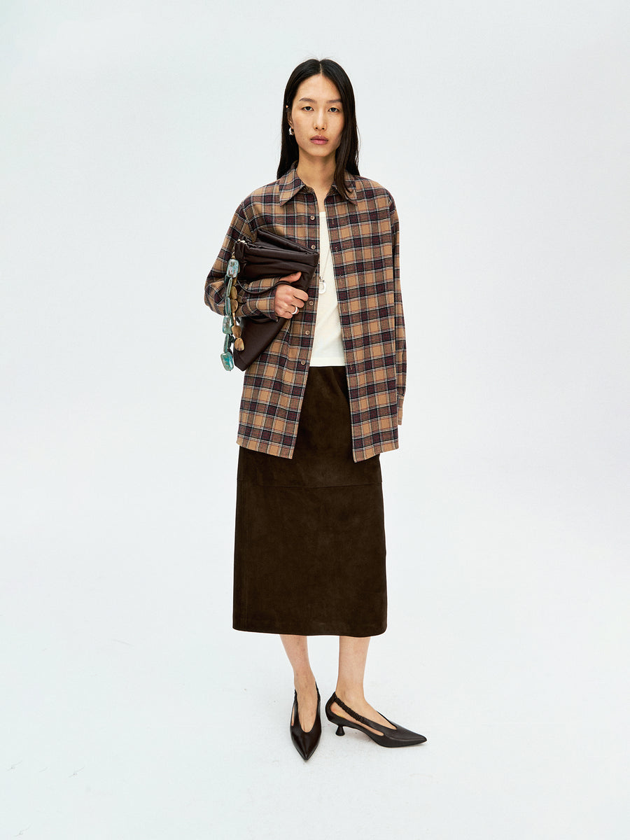 Japanese Brushed Cotton Flannel Shirt | Oversized Retro Plaid | Yarn-Dyed Fabric | Women Shirt | MRS Studios