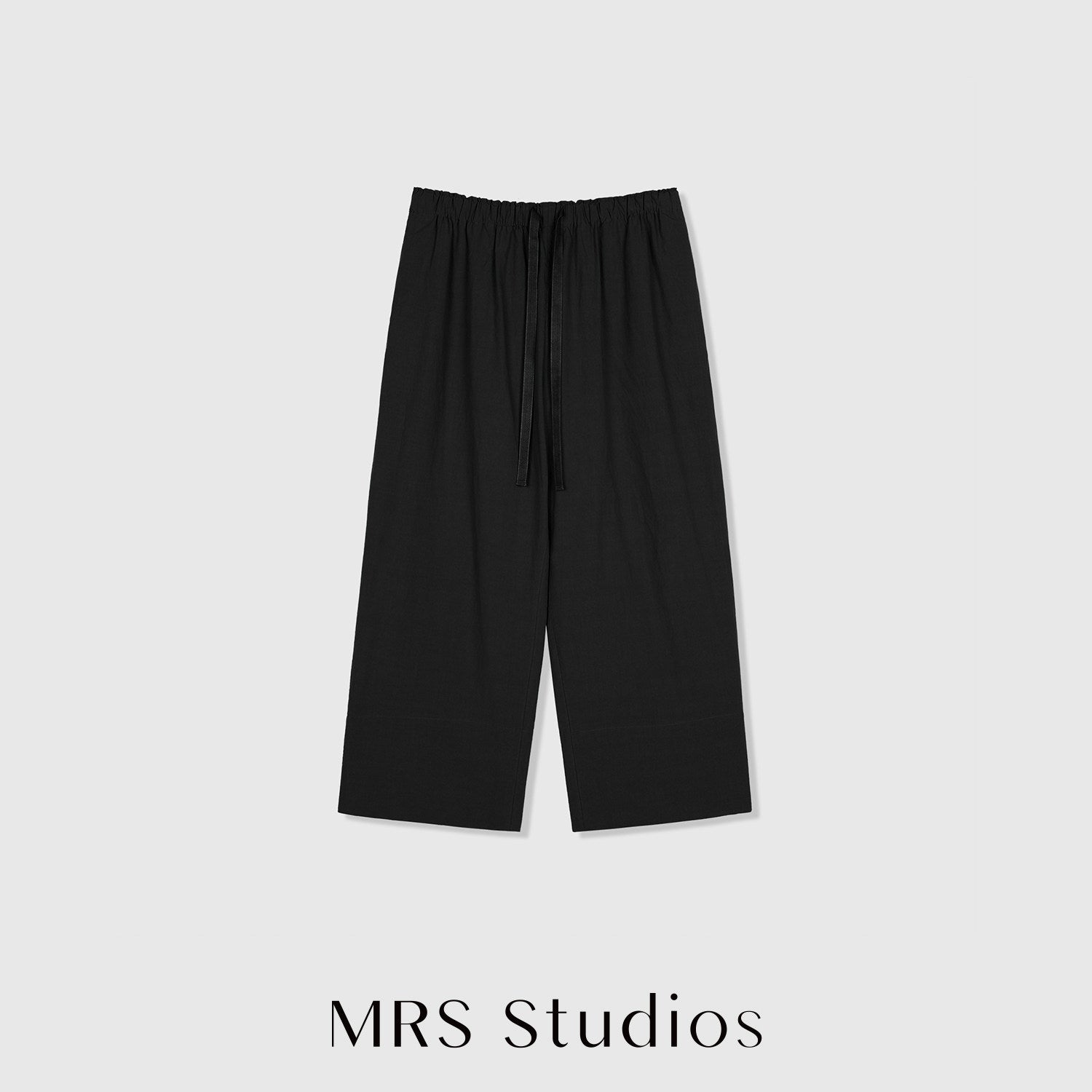 American Pima Salt-Shrunk Wide-Leg Pants | Drawstring Elastic Waist | Cropped Wide-Leg Cut | Women Trousers | MRS Studios