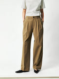 Pima Cotton Normandy Linen Pleated Trousers | Tailored Front Pleats | Welt Back Pockets | Women Pants | MRS Studios