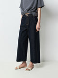 Freecross Deep Indigo Wide-Leg Jeans | Shifted Side Seam | Cropped 9/10 Length | Women Jeans | MRS Studios
