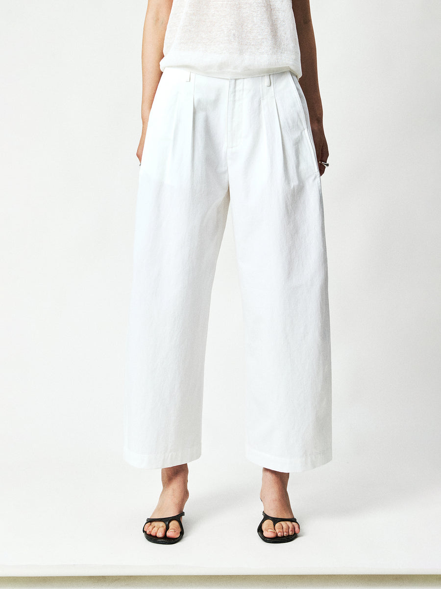Cotton Hemp Cocoon Trousers | Box-Pleat Front Detail | Cropped 9/10 Length | Women Pants | MRS Studios