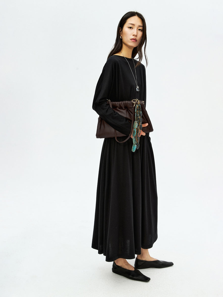 Off-Shoulder Knit Dress | Wide Waist Belt | Midi Length Silhouette | Women Dress | MRS Studios