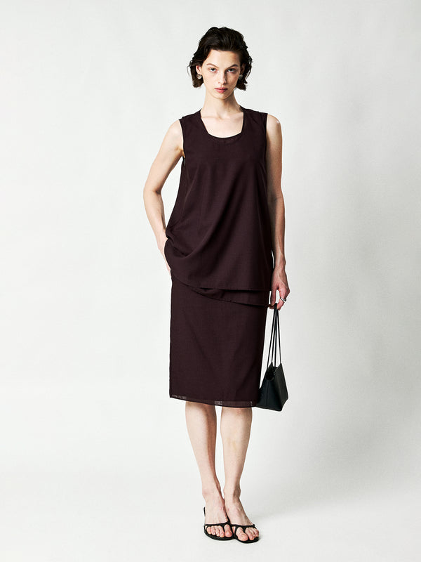 Fine Merino Wool Vest & Pencil Skirt Set | Double-Layer Hem | Back Vent | Women Set | MRS Studios
