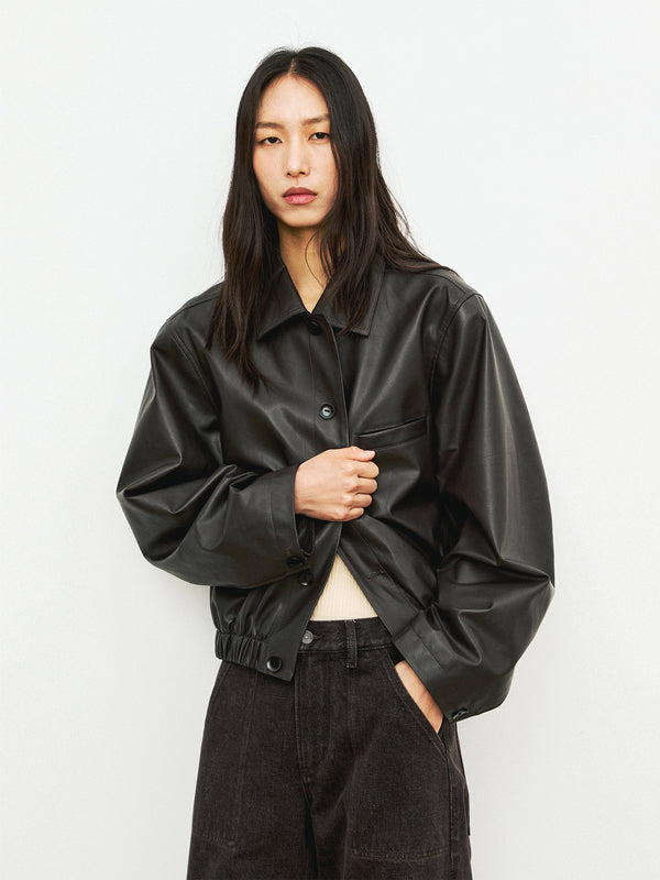 Turkish Full-Grain Calfskin Short Jacket | Cropped Leather Bomber | Zip Front Design | Women Jacket | MRS Studios