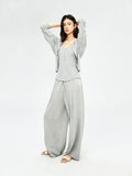 Acetate Cotton Cardigan Vest and Pants Set | Three-Piece Mix-and-Match | U-Neck Vest and Drawstring Pants | Women Set | MRS Studios