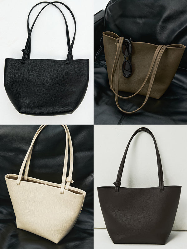 Calf Leather Litchi-Grain Tote | Minimalist Underarm Silhouette | Suede-Lined Interior | Women Bag | MRS Studios