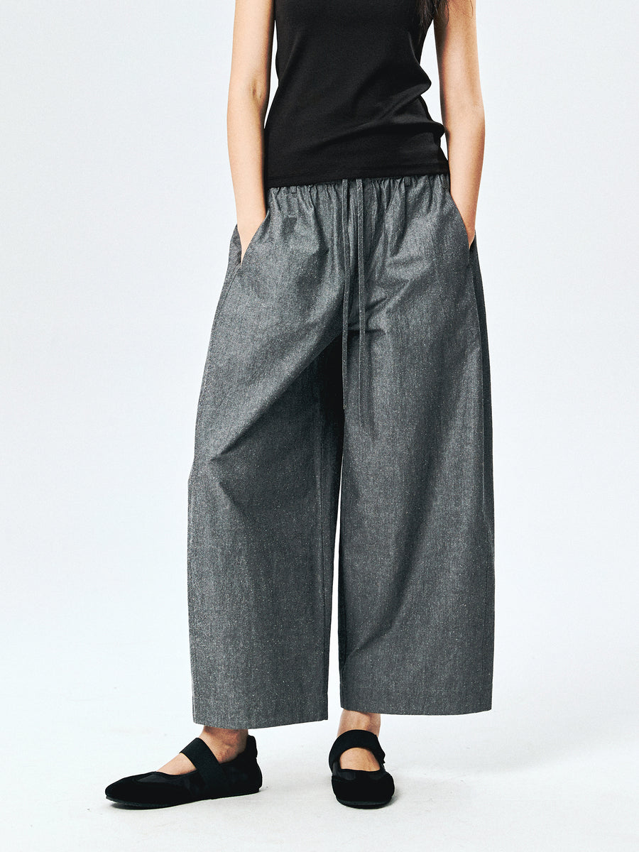 Pima Cotton & Silk Balloon Pants | Cocoon Drawstring Waist | Cropped 9/10 Length | Women Pants | MRS Studios