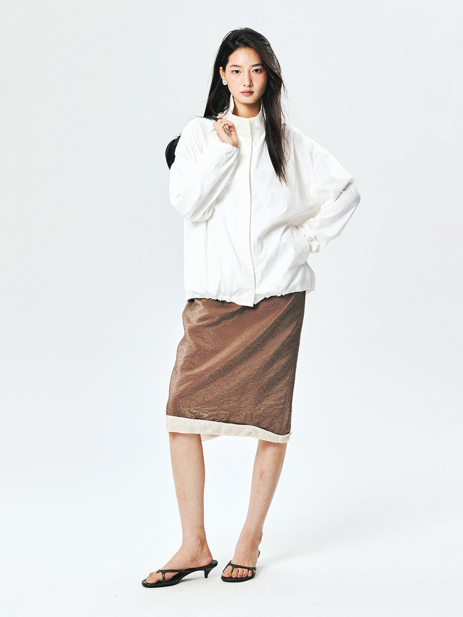 Paper-Touch Nylon Jacket | Crinkle Texture | Water-Repellent | Women Jacket | MRS Studios