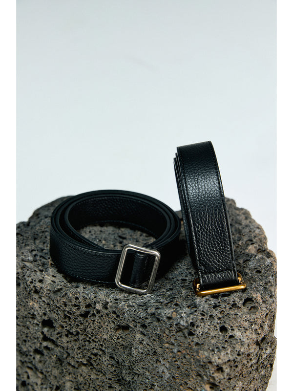 US Quilted Leather Belt | Square Silver Buckle | Minimalist Waist Belt | MRS Studios MRS Studios